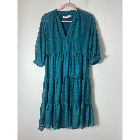 Amanda Uprichard Peasant Sleeve Turquoise Dress size XS - Picture 1 of 4